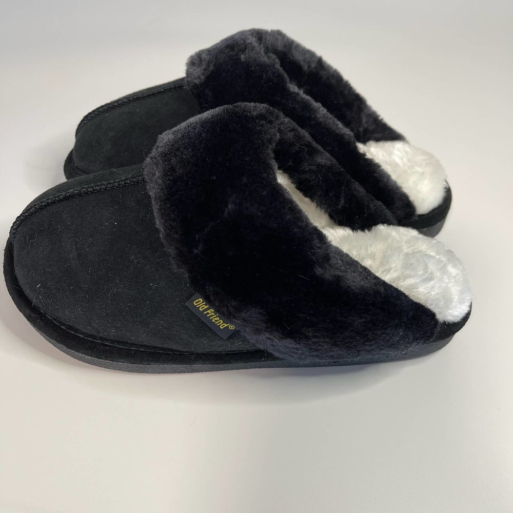 Old Friend Footwear Black Montana Slippers NWT Size: 5-6